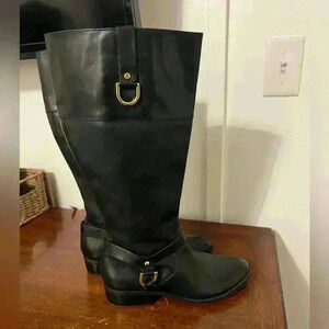 Lauren Ralph Lauren Women's Mesa Riding Boots, Black, US 8 leather